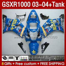 OEM Fairings & Tank For SUZUKI GSXR-1000 K 3 GSX R1000 GSXR 1000 CC 03-04 Body 147No.15 1000CC GSXR1000 K3 03 04 GSX-R1000 2003 2004 Injection Mould Fairing kit RIZLA Blue