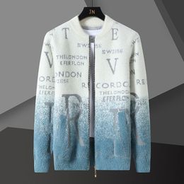 Men's Jackets Gradient Letter Printing Cardigan Men Sweter Korean Sweaters Coat Designer Autumn Fashion Knit Cardigan Jacket Men Sweaters LL220826