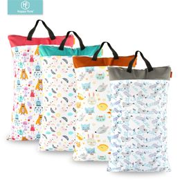 Diaper Bags Happy flute 1 pcs Large Hanging Wet/Dry Pail Bag for Cloth Diaper Inserts Nappy Laundry With Two Zippered Waterproof Reusable 220826