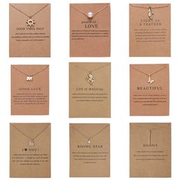 Women Pendant Necklaces Trendy Alloy Cute Elegant Sun Star Leaves Bird Butterfly Heart Luck