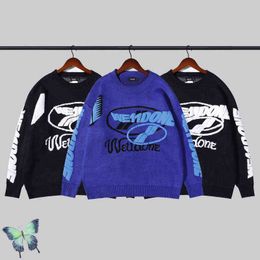 Men's Hoodies Sweatshirts 2022 Winter 3D Foaming Jacquard Welldone Sweater We11done Drop Shoulder Knit Sweater T220825