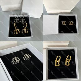 Delicate Double Letters Designer Earrings 5 Styles Charm Studs Women S925 Silver Eardrops Jewelry With Box