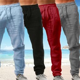 Pantaloni da uomo 8 colori tendenza moda quattro stagioni pantaloni casual da uomo in lino traspirante e confortevole abbigliamento elasticizzato in vita 220827