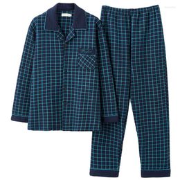 Men's Sleepwear Winter Thick Warm Men Air Cotton Suit Plaid Pyjamas Long Sleeve Casual Soft 4XL Male Clothes Nighty