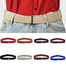 Belts Women Adjustable Size Invisible Belt Buckle-Free Waist Jeans Pants Solid Colour Stretch Elastic Men