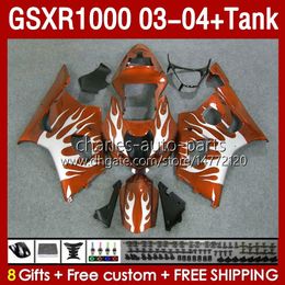 OEM Fairings For SUZUKI GSXR-1000 K 3 GSXR 1000 CC K3 03 04 Bodys 147No.192 GSX-R1000 1000CC GSXR1000 03-04 GSX R1000 2003 2004 Injection Mould Fairing & Tank orange flames