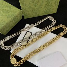 Designer Letter Jewelry Choker Chain Chunk Tjockt uttalande halsband armband för män kvinnor fest bröllop gåva med låda