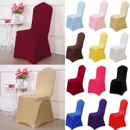 Chair Covers 1Pc Spandex Stretch Christmas Wedding Party Plain Cover Home Decor 12 Colours