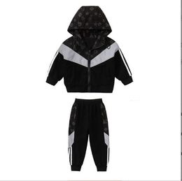 Kids Boys' autumn jacket set children teenages hooded coat tops and pants two-piece outfifts reflective tracksuit sports casual outwear 80-140cm R1