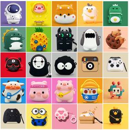 Animal World Headphone Accessories Case Silcone Protect Cases for Airpods Earphone Full Body Cover 3D Cute Shark Bear Dog Duck Pig