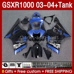 OEM Fairings For SUZUKI GSXR-1000 K 3 GSXR 1000 CC K3 03 04 Bodys 147No.165 GSX-R1000 1000CC GSXR1000 03-04 GSX R1000 2003 2004 Injection Mould Fairing & Tank blue stock