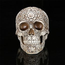 Decorative Objects Figurines Home Decor Resin Craft Plum Blossoms Sculptures Garden Statues personality Art Carving Statue Model Human Skull 220827
