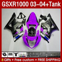 Fairings Kit & Tank For SUZUKI GSXR-1000 K 3 GSXR 1000 CC K3 03-04 Injection Mould Body 147No.115 GSX-R1000 1000CC GSXR1000 2003 2004 GSX R1000 03 04 OEM Fairing purple grey