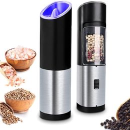 Mills Electric Spice Salt and Pepper Grinder Food Crusher Automatic Coffee Mill Herb Garlic Pulverizer Kitchen Tools with LED Light 220827