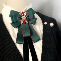 Bow Ties 2022 Women Neck Collar Shirt Tie Lady Alloy Bling Rhinestone Crystal Ribbon Wedding Necktie Cravat Uniform Bowtie Accessory