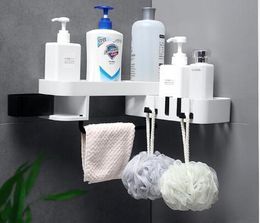 Bath Accessory Set Corner Shower Shelf Creative Seamless Rotating Tripod Home Wallmount Storage Rack Multifunction Bathroom Accessories Shelf 220827