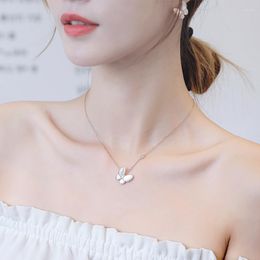 Pendant Necklaces Fashion 925 Stamp Necklace White Fritillary Butterfly Clavicle Chain For Women Elegant Wedding Bride Jewelry Gifts