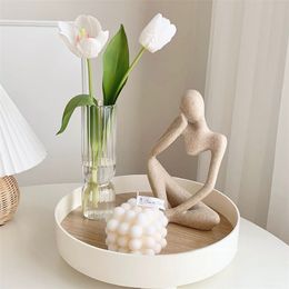 Decorative Objects Figurines Nordic Style Sculpture Modern Art Thinker Statue Resin Abstract Figurine Home Interior Office Desktop 220827