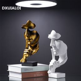 Decorative Objects Figurines Accessories for home decoration silence is Gold statue for decoration statue of human face decoration 220827