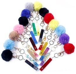 Card Grabber Keychains For Women Long Nails Acrylic Debit Bank Cards Grabber Key chain Keyrings ATM Card Clip Pom Ball