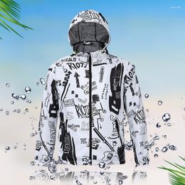 Men's Jackets 2022 Korean Men's 3d Printed Windbreaker Jacket Zipper Hooded Thin Fashion Waterproof Cool For Men