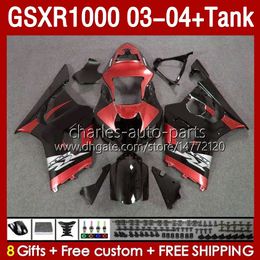 OEM Fairings For SUZUKI GSXR-1000 K 3 GSXR 1000 CC K3 03 04 Bodys 147No.166 GSX-R1000 1000CC GSXR1000 03-04 GSX R1000 2003 2004 Injection Mould Fairing & Tank red glossy