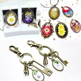 Jewelry Pouches 64Pc Oval Round Pendant Tray Bezel With Glass Cabochon Dome Tiles Making