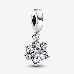 Sparkling Pet Paw Print Dangle Silver Charm 925 sterling silver Pandora crystal cz Moments for fit Charms beads Bracelets Jewellery 792247C01 Andy Jewel