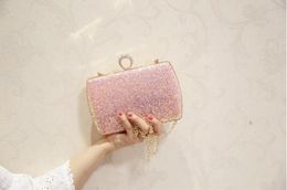2020 Totes new fashion pink Sequined Scrub Clutch Women's Evening Bags Clutches Gold Wedding Purse Female Handbag