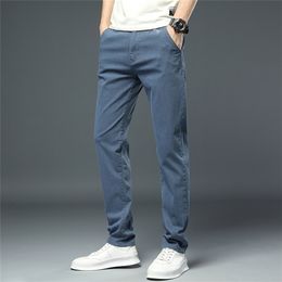 Men's Pants Autumn Classic Style Stretch Slim Casual Letter Embroidery Fashion Trousers Male Black Lake Blue Light Gray 220827