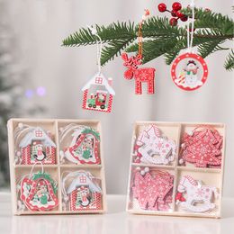 Hollow Out Snowflake Snowman Bell Hanging Ornament Christmas Tree Decoration Wood Ornament Home Festival Xmas Hang Ornaments TH0181