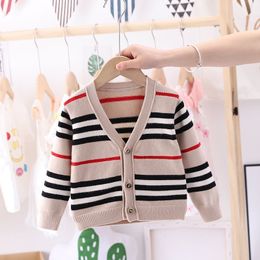 Designer infantil Cardigan Sweater Sweater Knit algod￣o Pullover infantil su￩teres impressos Jumper Wool Blends meninos roupas de roupas para meninos roupas