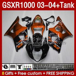 Fairings Kit & Tank For SUZUKI GSXR-1000 K 3 GSXR 1000 CC K3 03-04 Injection Mould Body 147No.135 GSX-R1000 1000CC GSXR1000 2003 2004 GSX R1000 03 04 OEM Fairing orange glossy