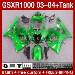 OEM Fairings For SUZUKI GSXR-1000 K 3 GSXR 1000 CC K3 03 04 Bodys 147No.162 GSX-R1000 1000CC GSXR1000 03-04 GSX R1000 2003 2004 Injection Mould Fairing & Tank glossy green