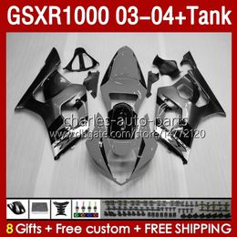 Fairings grey silvery Kit & Tank For SUZUKI GSXR-1000 K 3 GSXR 1000 CC K3 03-04 Injection Mould Body 147No.120 GSX-R1000 1000CC GSXR1000 2003 2004 GSX R1000 03 04 OEM Fairing