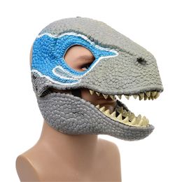 Party Masks Dinosaur World Mask With Opening Jaw Tyrannosaurus Rex Halloween Cosplay Costume Kids Party Carnival Props Full Head Helmet 220827