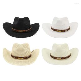 Berets Western Style Cowboy Hat Wide Brim Couple Women Hats For Outdoor Travel Horseback Riding Decor Dress Up Accessories