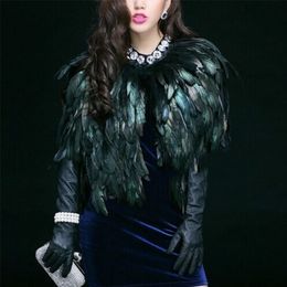Womens Down Parkas Elegant Feather Fur Coat Short Paragraph Outwear Shawl Highgrade Natural Fur Feathers Cape Perform Costume Clothes 6Q0346 220826