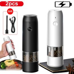 Mills Spice Grinder Electric Automatic Mill For Kitchen Salt and Pepper Shaker Gravity Electric Coffee Grinder USB With LED Light 220827
