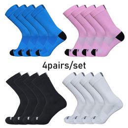 Mens Socks Outdoor Road Cycling Stripes Sports Compression Bicycles Racing Men and Women Running Calcetines Ciclismo 220826