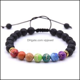 Beaded Strands Seven Gems Men And Women Bracelets Adjustable New Jewelry Essential Oil Diffusion Yoga Drop Delivery 2021 Vipjewel Dhdoq