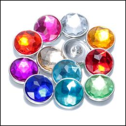 Other Fashion Snap Button Jewellery Components Colorf Acrylic 18Mm Metal Snaps Buttons Fit Bracelet Bangle Noosa Sh006 Drop Delivery 20 Dhzv6