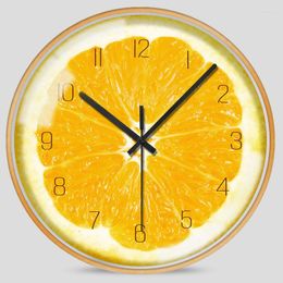 Wall Clocks Nordic Silent Clock Simple Fruit Cartoon Modern Living Room Bedroom Luxury Quartz Zegar Watch ZB5WC