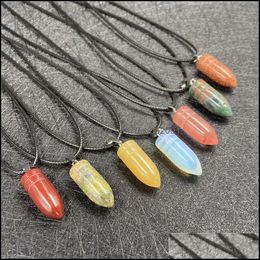 Pendant Necklaces Shape Healing Reiki Stone Pillar Pendum Men Necklace Energy Jewelry Hip Hop Retro Punk Style Drop Delivery 2021 Pend Dhldx