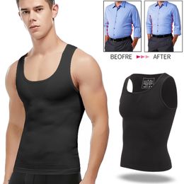 Mens Body Shapers Mens Slimming Body Shaper Chest Compression Shirts Gynecomastia Abdomen Slim Vest Tummy Control Shapewear Waist Trainer Corset 220826