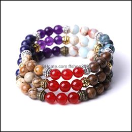 Charm Bracelets Mix-And-Match Assorted Stone Beads Bracelet Women Men Yoga Hand String Jewellery Friendship Gift Drop Delivery 2021 Dhse Dhvcc