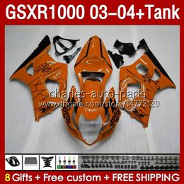 Fairings Kit & Tank For SUZUKI GSXR-1000 K 3 GSXR 1000 CC K3 03-04 Injection mold Body 147No.124 GSX-R1000 1000CC GSXR1000 2003 2004 GSX R1000 03 04 OEM Fairing orange flames