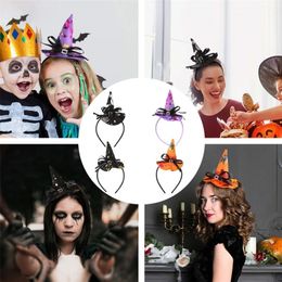 Wide Brim Hats Halloween Witch Headband Glitter Mini Pointy Headpiece Hair Hoop for Costume Props Accessory 220826