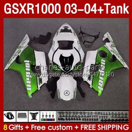 OEM Fairings For SUZUKI GSXR-1000 K 3 GSXR 1000 CC K3 03 04 Bodys 147No.185 GSX-R1000 1000CC GSXR1000 03-04 GSX R1000 2003 2004 Injection Mould Fairing & Tank green stock