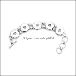 Charm Bracelets Sier Alloy Noosa 5 Snap Button Charms Bracelet Fit 18Mm Snaps Buttons Jewelry For Women Men Drop Delivery 2021 Carshop Dhkd4